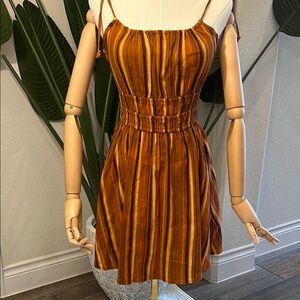 Orange and Brown Striped Linen Sundress